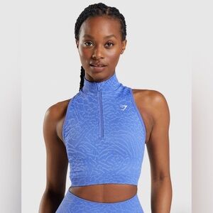 GymShark Adapt Seamless Crop 1/2 Zip top Court Blue Size Large